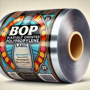 Roll of BOPP label material showing colorful biaxially oriented polypropylene packaging — example for what is a BOPP label