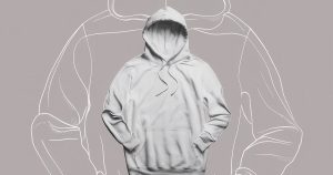 Ideas for hoodie design showing minimal blank hoodie with outlined graphic design variations on gray background