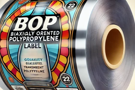 Roll of BOPP label material showing colorful biaxially oriented polypropylene packaging — example for what is a BOPP label